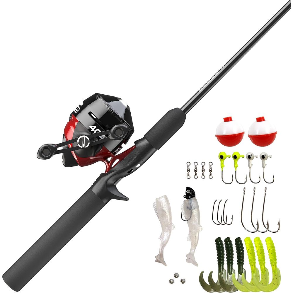Spincast Reel - 5'6 Zweiteiliges Fiberglas-Spincast-Ruten-Set mit EVA-Griff, Anti-Reverse-Rolle