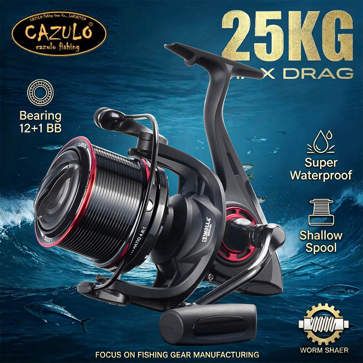 Reel Drag Knob - CAZULO Long-Cast-Spinnrolle für Strand- und Salzwasser-Surfangeln,