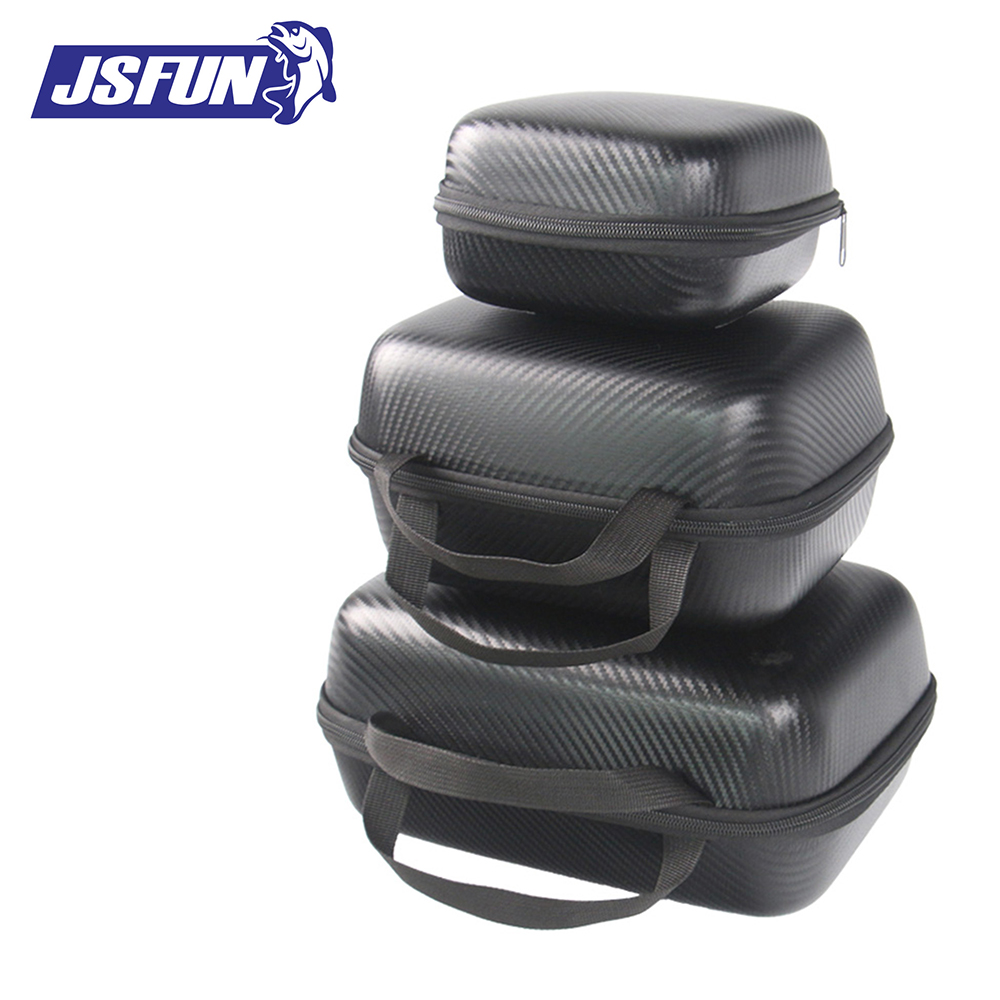 Spincast Reel - JSFUN Angelrollentasche S/M/L, PU-Twill-Textur, stoßfestes Schaumstoff-Futter,