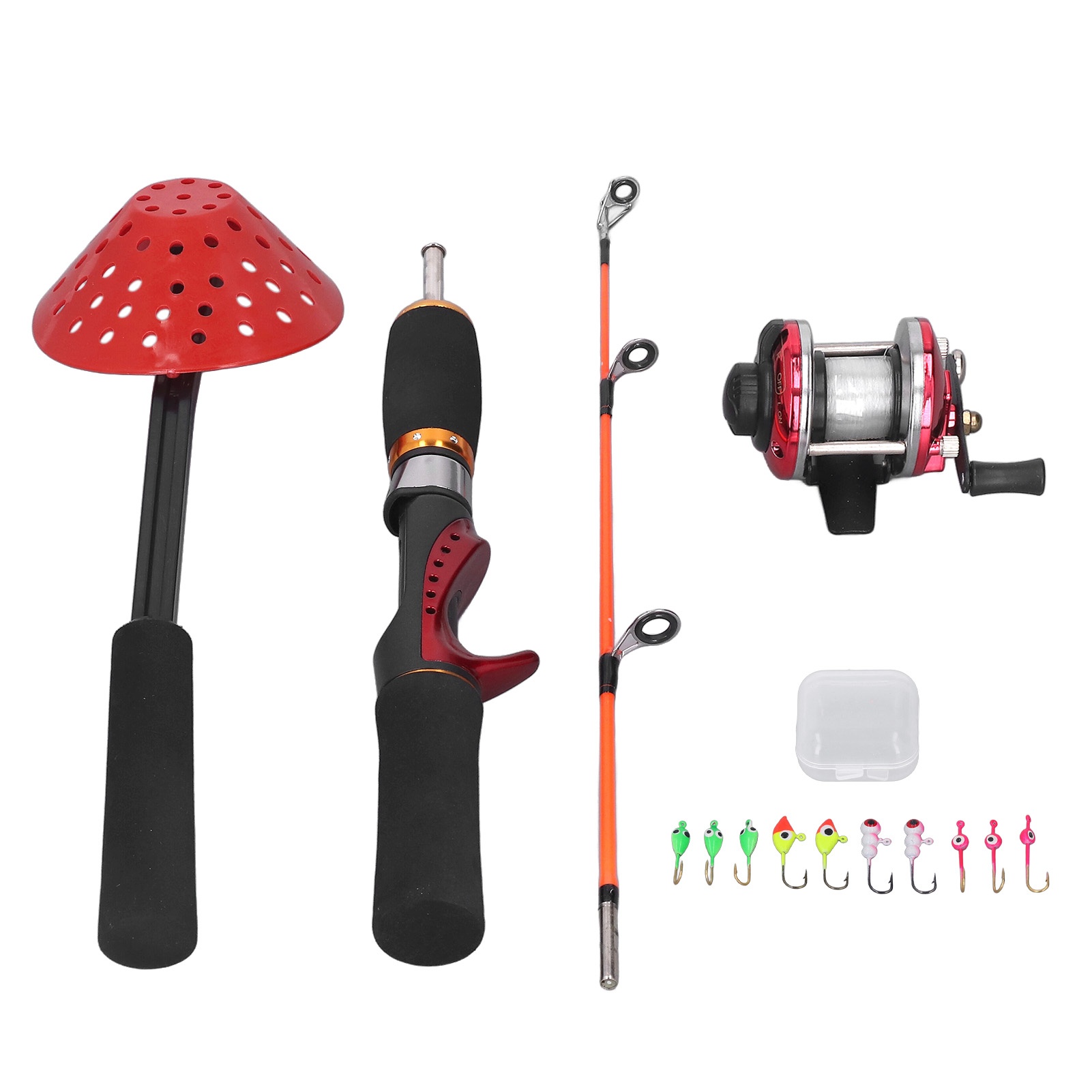 Ice Fishing Reel - Winter-Eisfischrute mit Angelrolle, Angelschnur, Eisfischhaken und