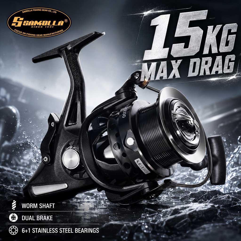 Reel Drag Knob - SAMOLLA Spinnrolle mit Doppelbremse und Alarm,